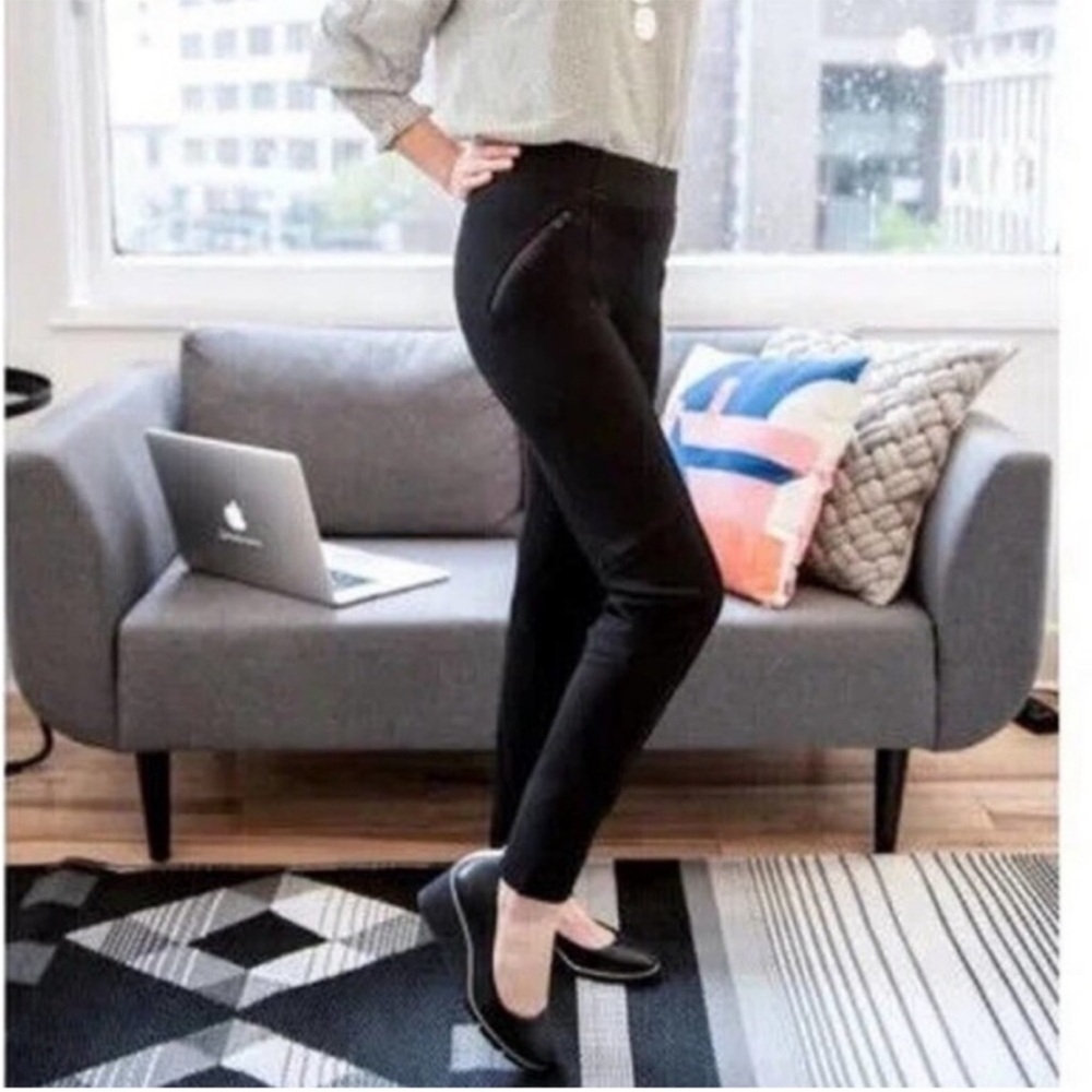 BETABRAND Skinny Moto High Rise Pants in Black Zipper Pockets